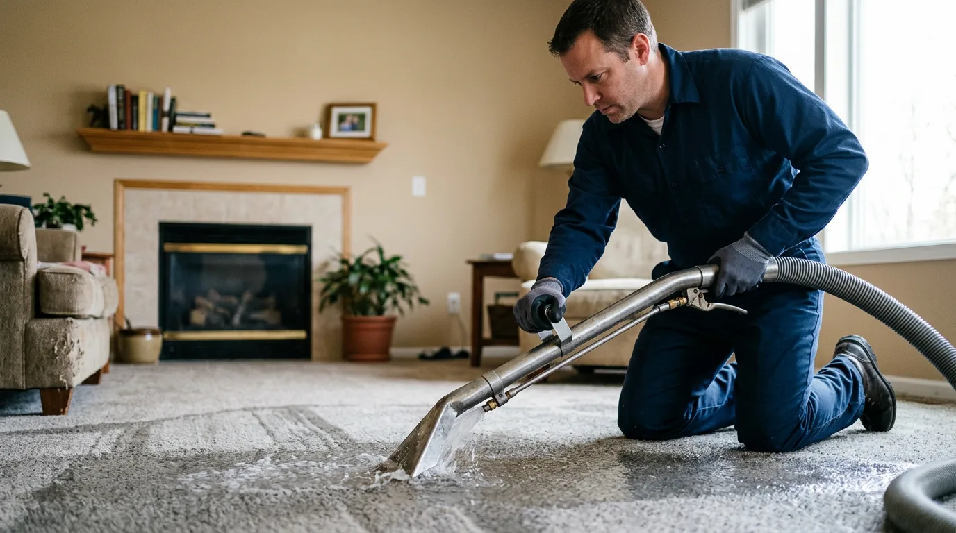 Water damage restoration technician working near Ringwood, NJ
